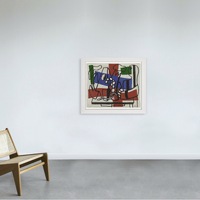Nature morte en rouge et bleu