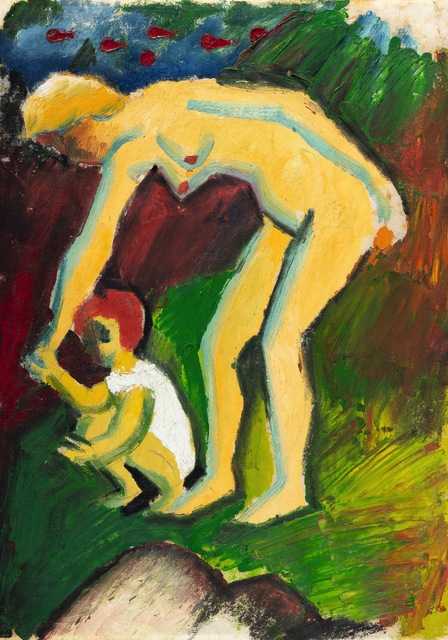 Nackte Frau mit Kind