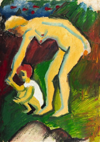 Nackte Frau mit Kind